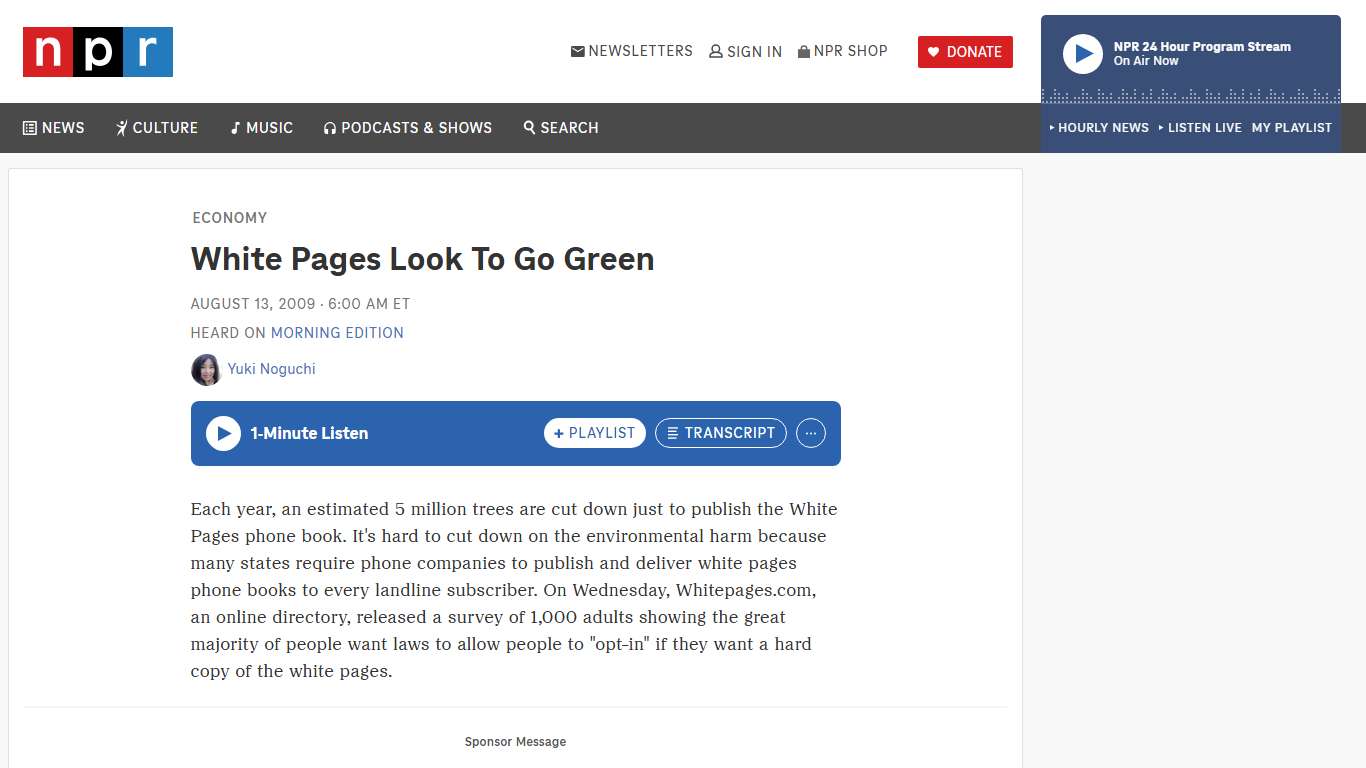 White Pages Look To Go Green : NPR